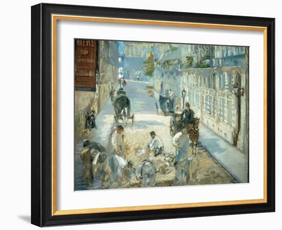 The Rue Mosnier with Pavers, 1878-Edouard Manet-Framed Giclee Print