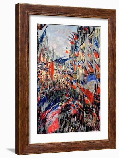 The Rue Saint-Denis, Celebration of June 30, 1878-Claude Monet-Framed Giclee Print