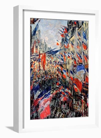 The Rue Saint-Denis, Celebration of June 30, 1878-Claude Monet-Framed Giclee Print