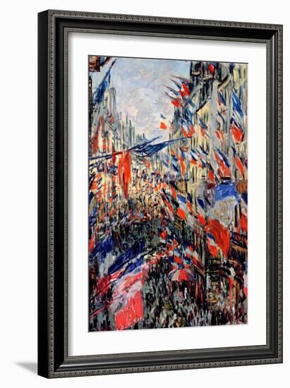 The Rue Saint-Denis, Celebration of June 30, 1878-Claude Monet-Framed Giclee Print