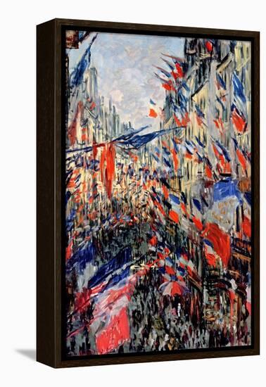 The Rue Saint-Denis, Celebration of June 30, 1878-Claude Monet-Framed Premier Image Canvas