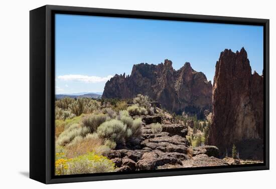 The rugged Smith Rock State Park in central Oregon's High Desert, near Bend, Oregon, United States -Martin Child-Framed Premier Image Canvas