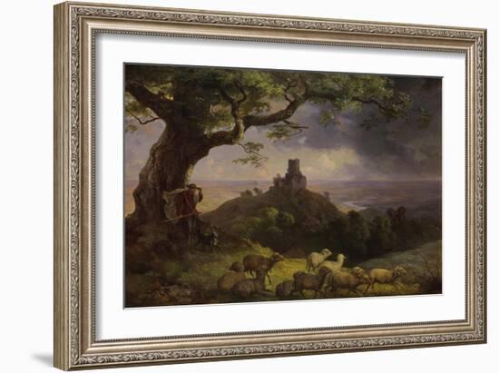 The Ruin of Kamaik in Bohemia in Thunderstorm, Ca, 1852-Ernst Ferdinand Oehme-Framed Giclee Print