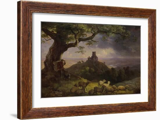 The Ruin of Kamaik in Bohemia in Thunderstorm, Ca, 1852-Ernst Ferdinand Oehme-Framed Giclee Print