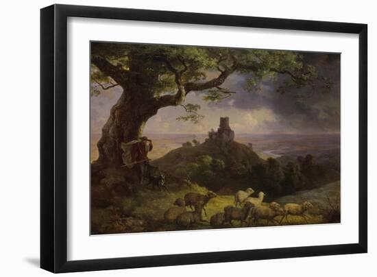 The Ruin of Kamaik in Bohemia in Thunderstorm, Ca, 1852-Ernst Ferdinand Oehme-Framed Giclee Print