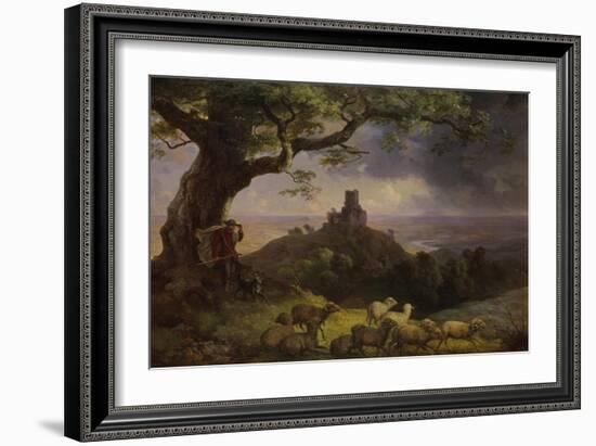 The Ruin of Kamaik in Bohemia in Thunderstorm, Ca, 1852-Ernst Ferdinand Oehme-Framed Giclee Print