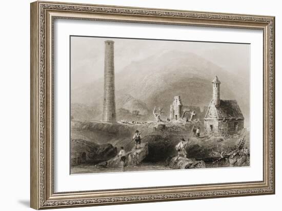 The Ruins at Glendalough, County Wicklow, Ireland, from 'scenery and Antiquities of Ireland' by…-William Henry Bartlett-Framed Giclee Print