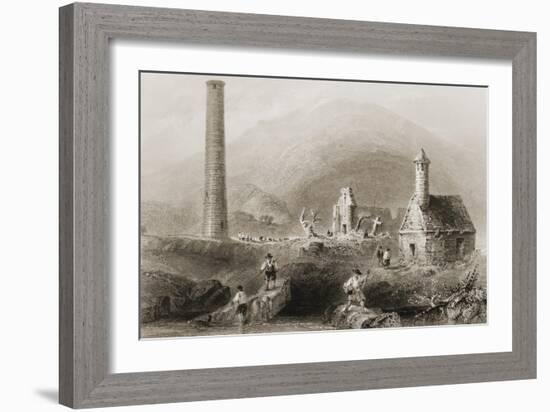 The Ruins at Glendalough, County Wicklow, Ireland, from 'scenery and Antiquities of Ireland' by…-William Henry Bartlett-Framed Giclee Print