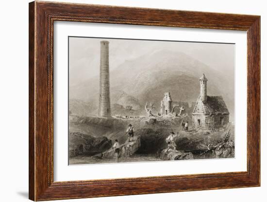 The Ruins at Glendalough, County Wicklow, Ireland, from 'scenery and Antiquities of Ireland' by…-William Henry Bartlett-Framed Giclee Print