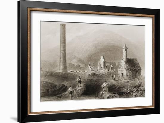 The Ruins at Glendalough, County Wicklow, Ireland, from 'scenery and Antiquities of Ireland' by…-William Henry Bartlett-Framed Giclee Print