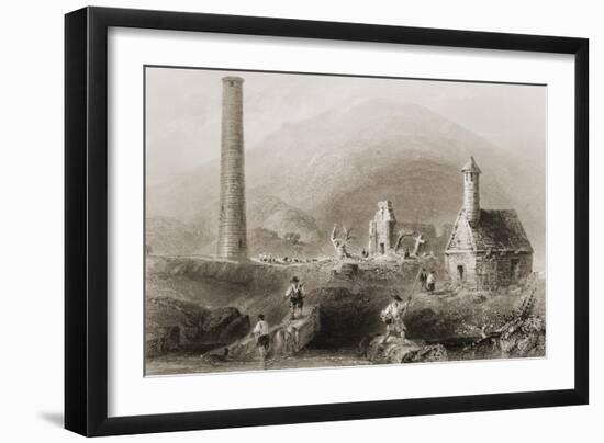 The Ruins at Glendalough, County Wicklow, Ireland, from 'scenery and Antiquities of Ireland' by…-William Henry Bartlett-Framed Giclee Print