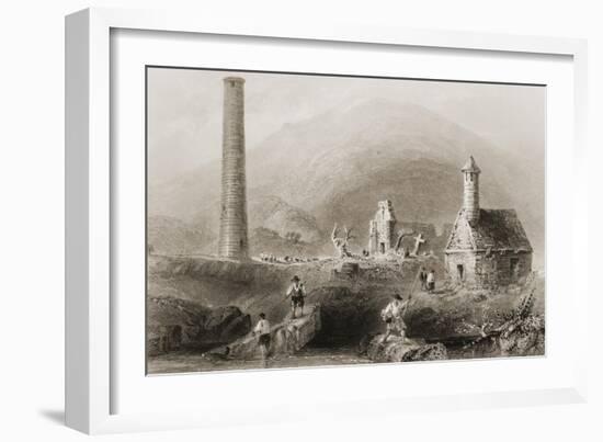 The Ruins at Glendalough, County Wicklow, Ireland, from 'scenery and Antiquities of Ireland' by…-William Henry Bartlett-Framed Giclee Print