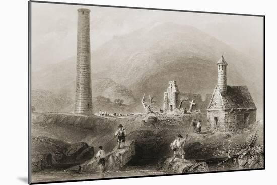 The Ruins at Glendalough, County Wicklow, Ireland, from 'scenery and Antiquities of Ireland' by…-William Henry Bartlett-Mounted Giclee Print