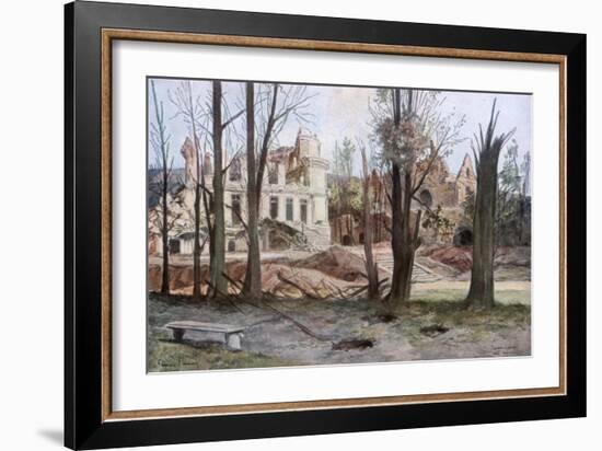 The Ruins of a House, Soupir, First World War, April 1917-Francois Flameng-Framed Giclee Print