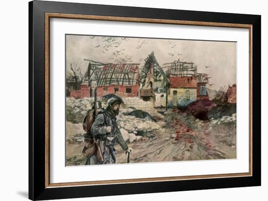 The Ruins of Ablain-Saint-Nazaire, Artois, France, December 1915-Francois Flameng-Framed Giclee Print