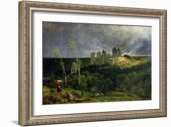 The Ruins of Chateau de Pierrefonds, 1861-Paul Huet-Framed Giclee Print