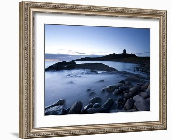 The Ruins of Dunstanburgh Castle at Dawn with Greymare Rock Partly Sumberged and the Sea, Embleton-Lee Frost-Framed Photographic Print