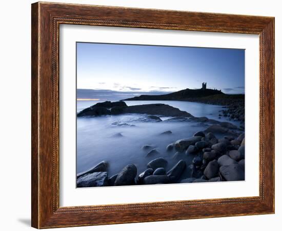 The Ruins of Dunstanburgh Castle at Dawn with Greymare Rock Partly Sumberged and the Sea, Embleton-Lee Frost-Framed Photographic Print