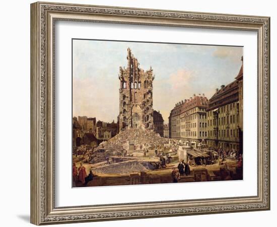 The Ruins of the Old Kreuzkirche, Dresden-Bernardo Bellotto-Framed Giclee Print