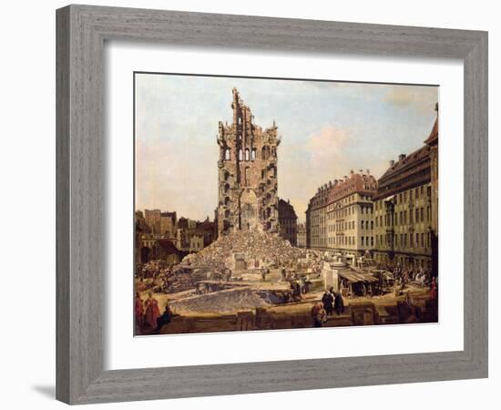 The Ruins of the Old Kreuzkirche, Dresden-Bernardo Bellotto-Framed Giclee Print
