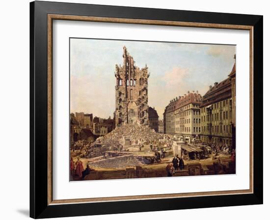 The Ruins of the Old Kreuzkirche, Dresden-Bernardo Bellotto-Framed Giclee Print