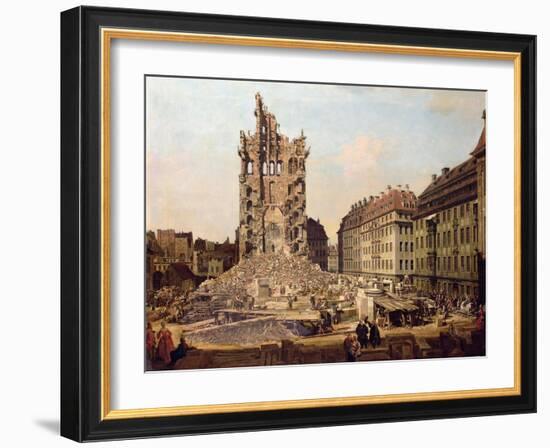 The Ruins of the Old Kreuzkirche, Dresden-Bernardo Bellotto-Framed Giclee Print