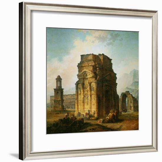 The Ruins of the Roman Triumphal Arch and the Theatre at Orange-Hubert Robert-Framed Giclee Print