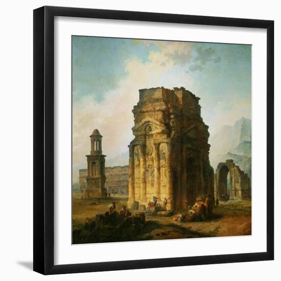 The Ruins of the Roman Triumphal Arch and the Theatre at Orange-Hubert Robert-Framed Giclee Print