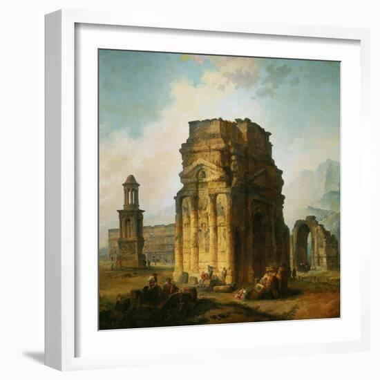 The Ruins of the Roman Triumphal Arch and the Theatre at Orange-Hubert Robert-Framed Giclee Print