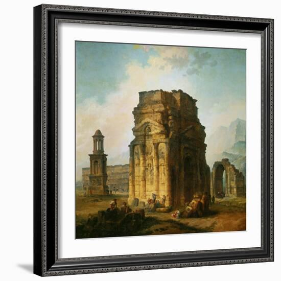 The Ruins of the Roman Triumphal Arch and the Theatre at Orange-Hubert Robert-Framed Giclee Print