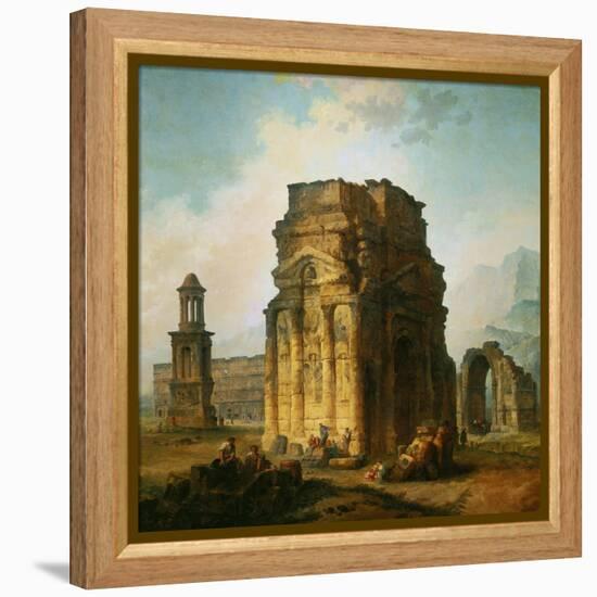 The Ruins of the Roman Triumphal Arch and the Theatre at Orange-Hubert Robert-Framed Premier Image Canvas