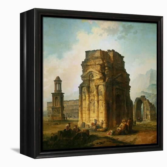 The Ruins of the Roman Triumphal Arch and the Theatre at Orange-Hubert Robert-Framed Premier Image Canvas