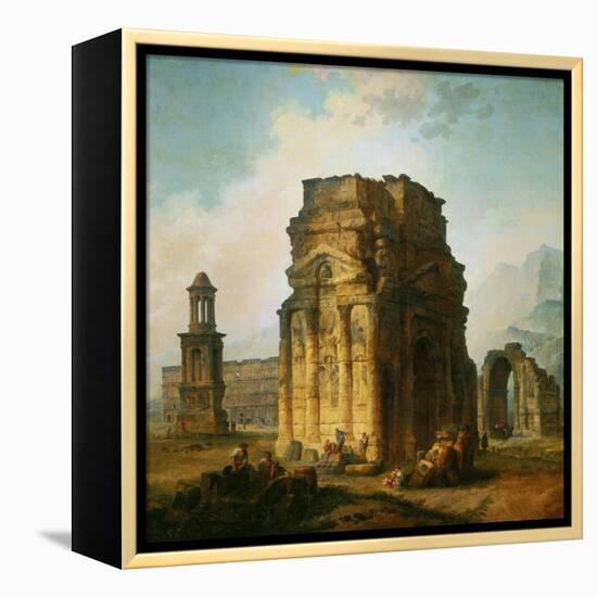 The Ruins of the Roman Triumphal Arch and the Theatre at Orange-Hubert Robert-Framed Premier Image Canvas