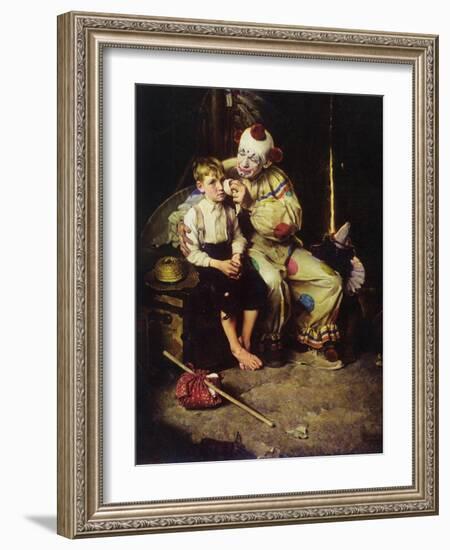 The Runaway (or Runaway Boy and Clown)-Norman Rockwell-Framed Giclee Print