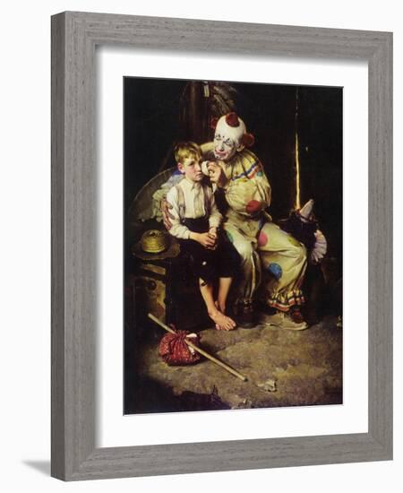 The Runaway (or Runaway Boy and Clown)-Norman Rockwell-Framed Giclee Print