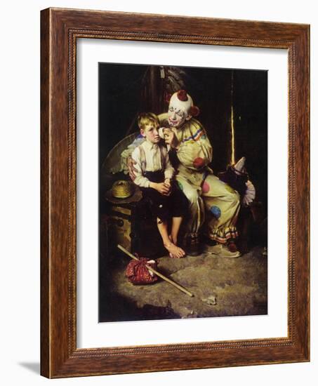 The Runaway (or Runaway Boy and Clown)-Norman Rockwell-Framed Giclee Print