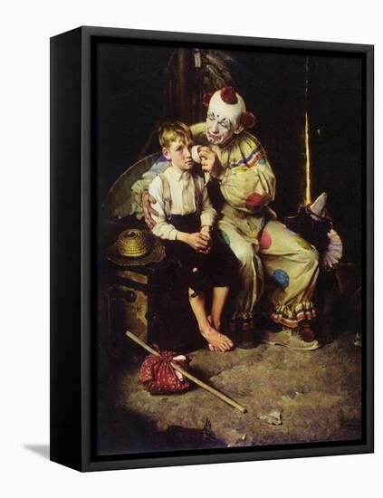 The Runaway (or Runaway Boy and Clown)-Norman Rockwell-Framed Premier Image Canvas