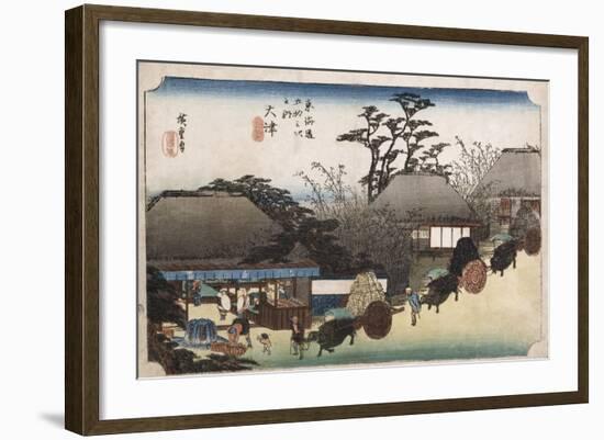 The Running Well Teahouse, Otsu', from the Series 'The Fifty-Three Stations of the Tokaido'-Utagawa Hiroshige-Framed Giclee Print