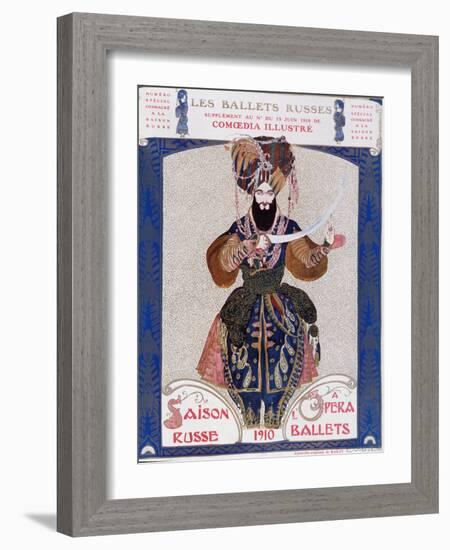 The Russian Ballets at the Opera - Watercolor by Bakst, in “” Comoedia Illustrated””, 1910.-Leon Bakst-Framed Giclee Print