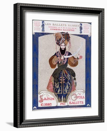 The Russian Ballets at the Opera - Watercolor by Bakst, in “” Comoedia Illustrated””, 1910.-Leon Bakst-Framed Giclee Print