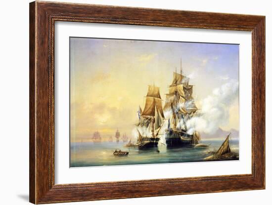 The Russian Cutter Mercury Captures Swedish 40-Gun Frigate Venus on May 21St, 1789, 1845-Alexei Petrovich Bogolyubov-Framed Giclee Print