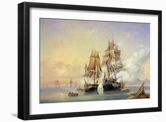 The Russian Cutter Mercury Captures the Swedish Frigate Venus on 21st May 1789, 1845-Aleksei Petrovich Bogolyubov-Framed Giclee Print