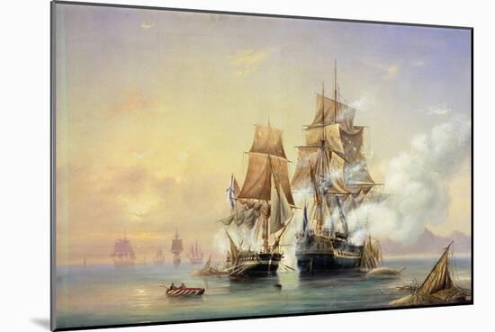 The Russian Cutter Mercury Captures the Swedish Frigate Venus on 21st May 1789, 1845-Aleksei Petrovich Bogolyubov-Mounted Giclee Print