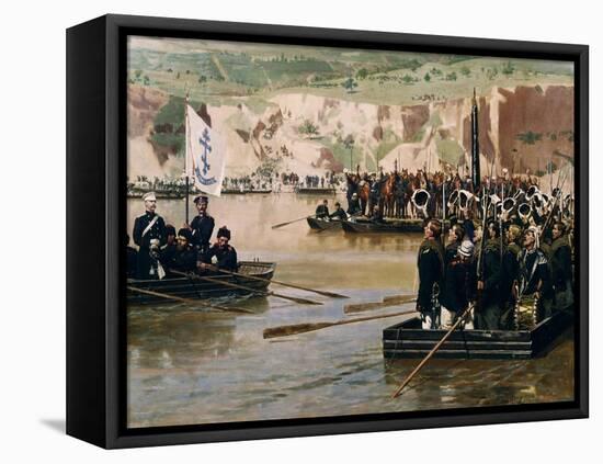 The Russians Crossing the Danube at Svishtov in Juny 1877, 1870S-Nikolai Dmitrievich Dmitriev-Orenburgsky-Framed Premier Image Canvas