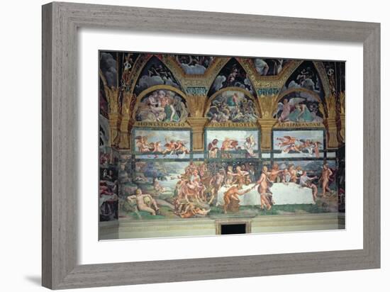 The Rustic Banquet Celebrating the Marriage of Cupid and Psyche, from Sala Di Amore E Psiche, 1528-Giulio Romano-Framed Giclee Print