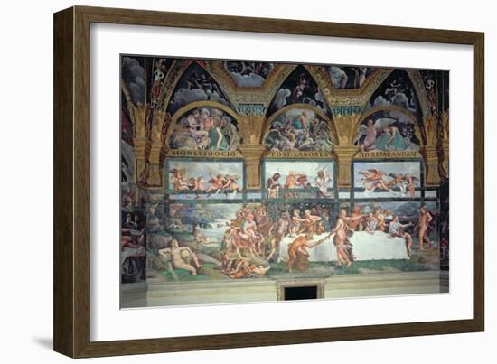 The Rustic Banquet Celebrating the Marriage of Cupid and Psyche, from Sala Di Amore E Psiche, 1528-Giulio Romano-Framed Giclee Print