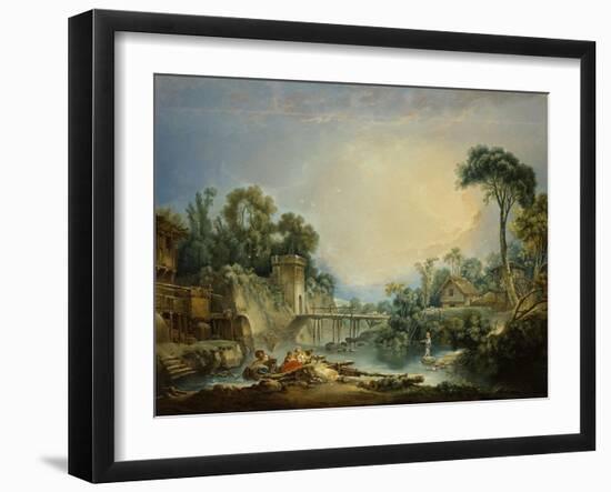 The Rustic Bridge, c.1756-Francois Boucher-Framed Giclee Print