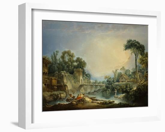 The Rustic Bridge, c.1756-Francois Boucher-Framed Giclee Print