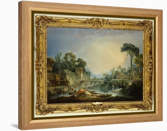 The Rustic Bridge, C.1756-Francois Boucher-Framed Premier Image Canvas