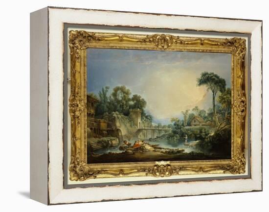 The Rustic Bridge, C.1756-Francois Boucher-Framed Premier Image Canvas